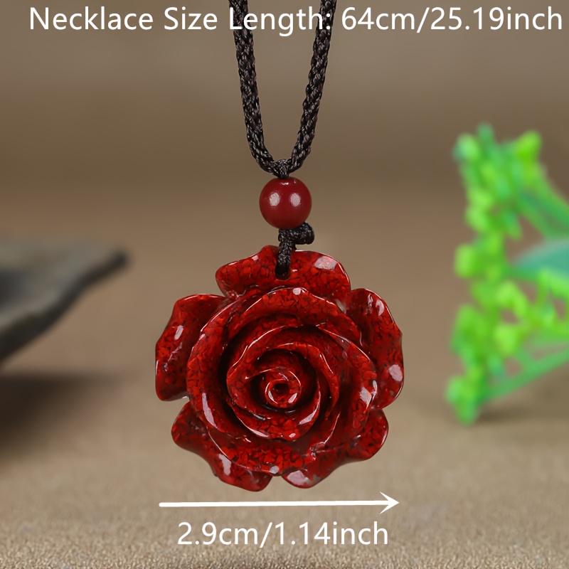 Unisex Elegant Sand Cinnabar Rose Pendant